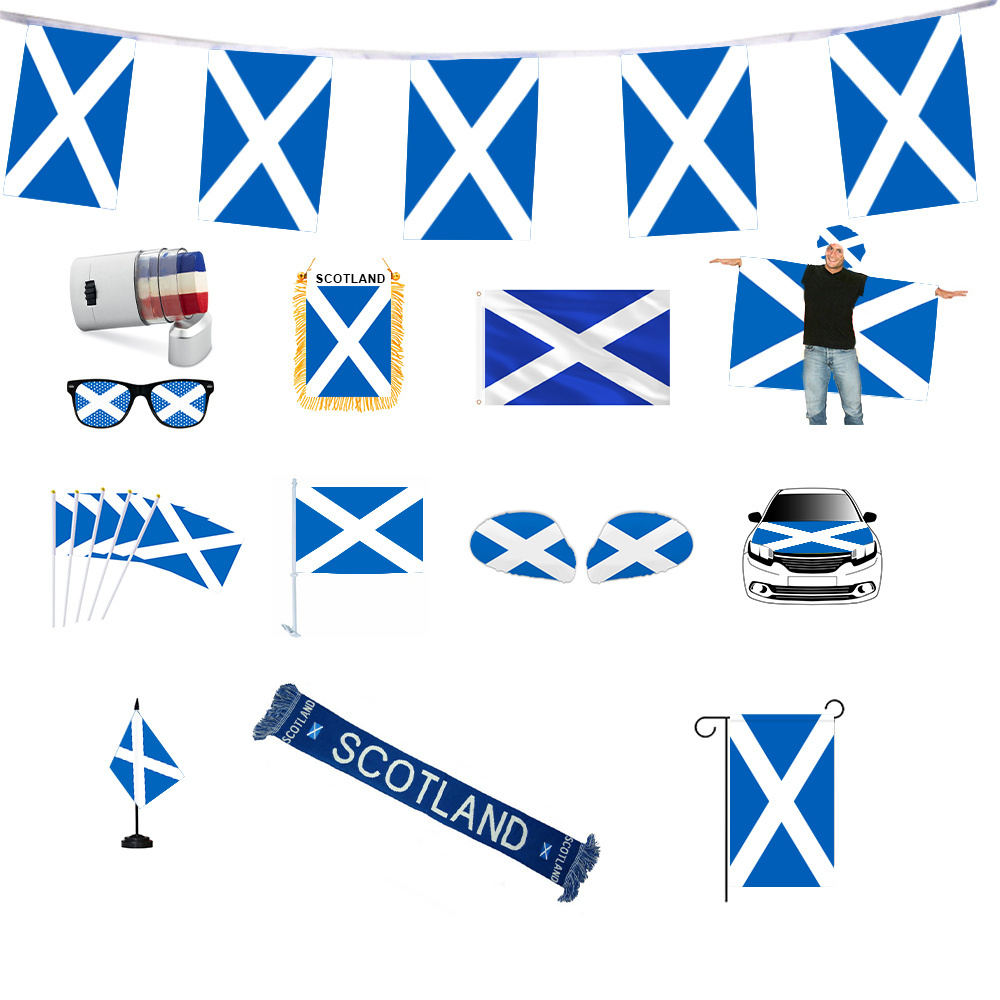 Euro 2024 Football Cheering Products Sunglasses Scotland String Car Mirror Hood Cover Garden Table Scotland Flag of Scotland