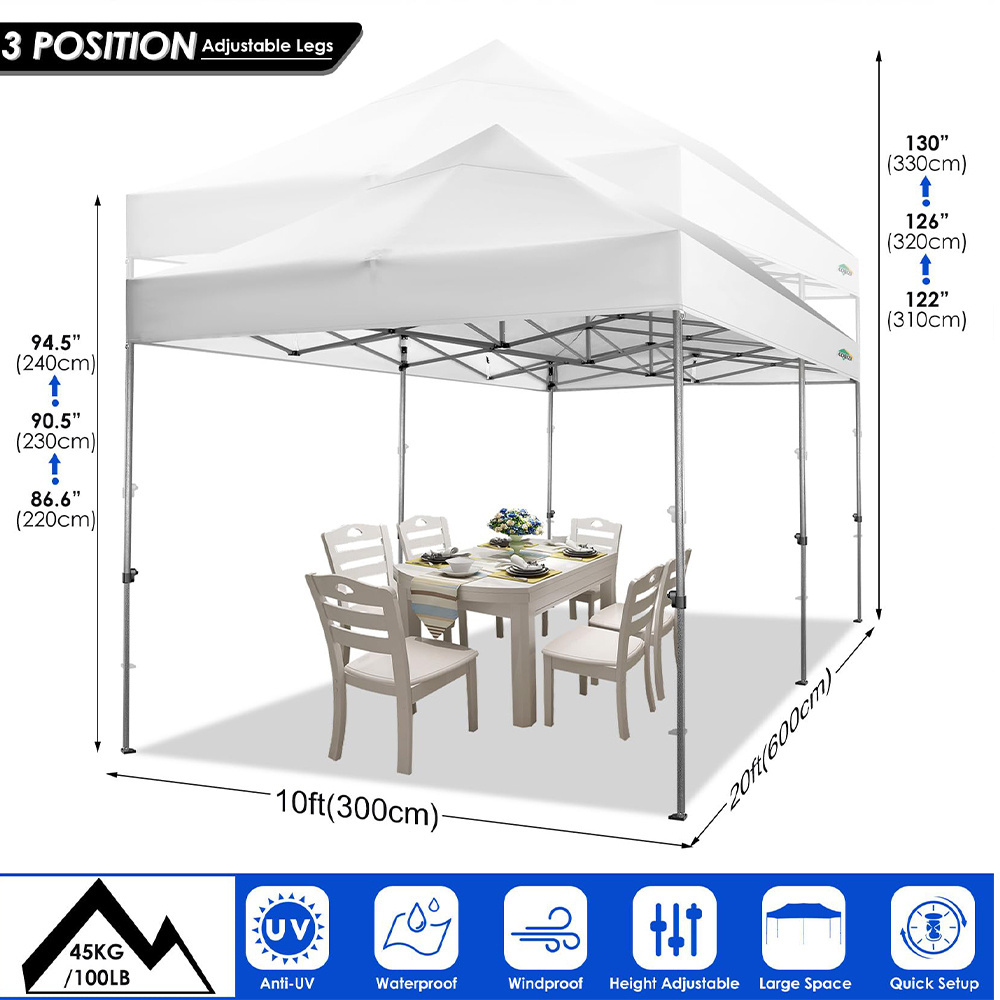 Custom hex frame  40mm aluminum Pop Up Canopy Folding Party Pop Up Tents 10x20 Party White Commercial Canopy Tent Commercial