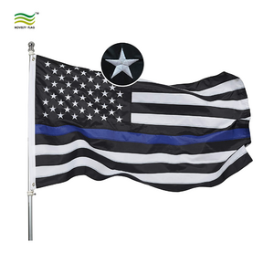 Dura Quality 3x5ft Sewn Stripes Embroidered 210D  Oxford Nylon Thin Blue Line Flag