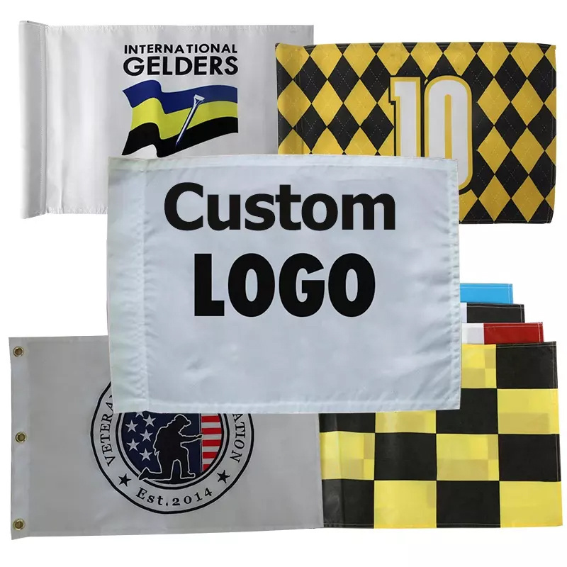 Wholesale Golf Hole Flags Custom Double Sided Miniature Logo Nylon Mini Golf Flags