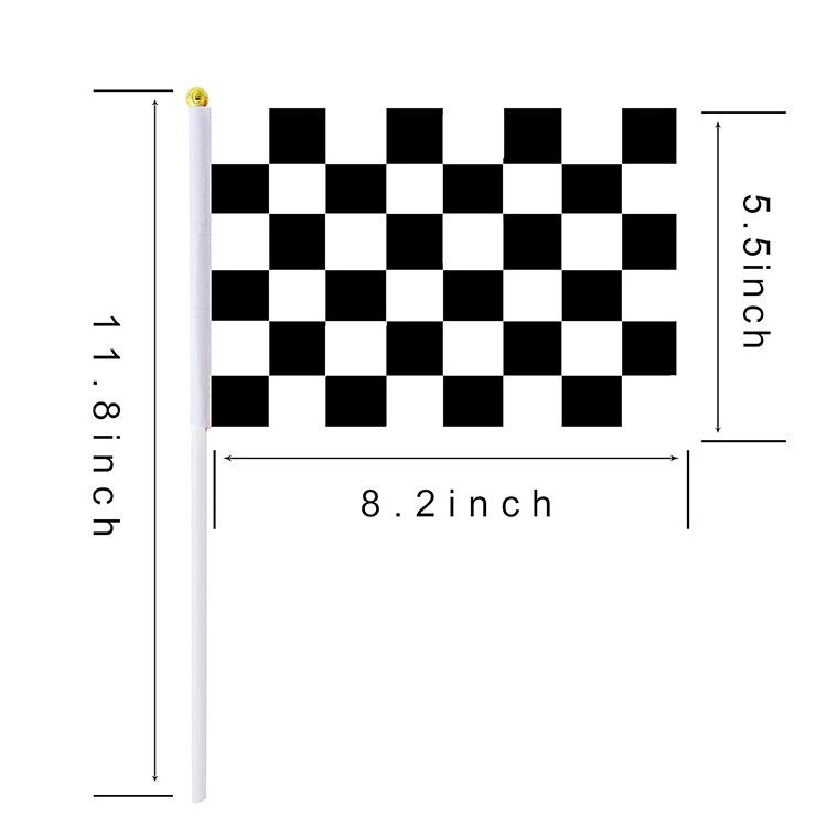 Racing Car Flag Sport Events Decorations Supplies Mini Hand Held Plastic Hand Stick Checkered Flags