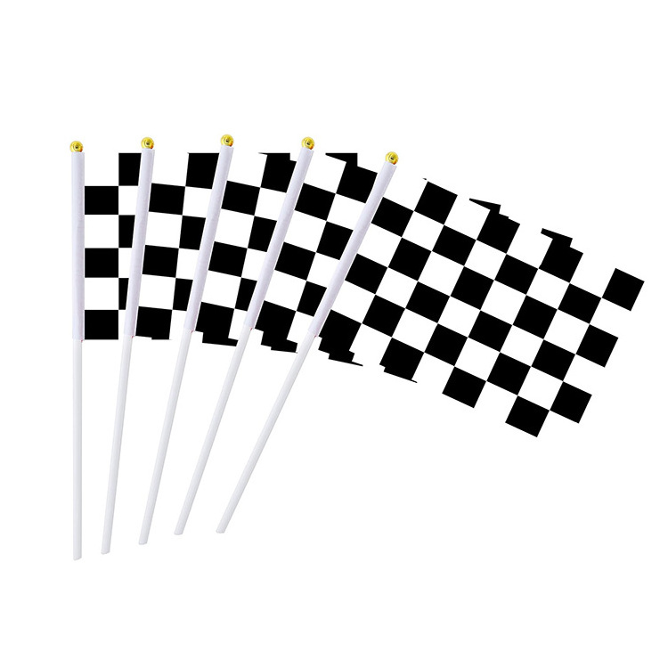 Racing Car Flag Sport Events Decorations Supplies Mini Hand Held Plastic Hand Stick Checkered Flags