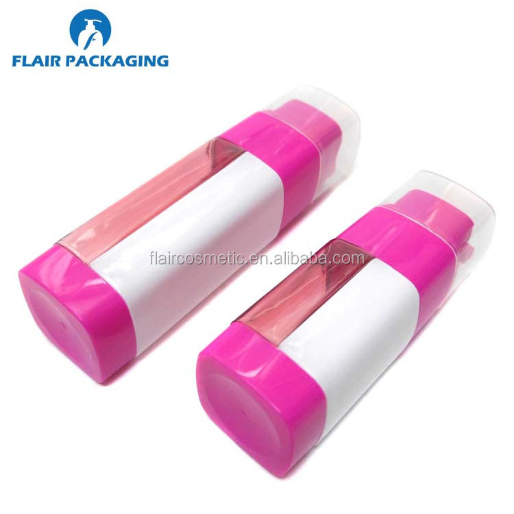 Plastic dual chamber spray squeeze bottle