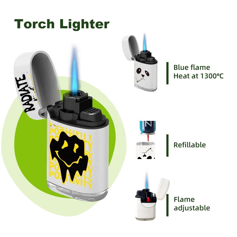 Low MOQ custom your private label portable gift torch lighter and herb grinders set for smoking accessories