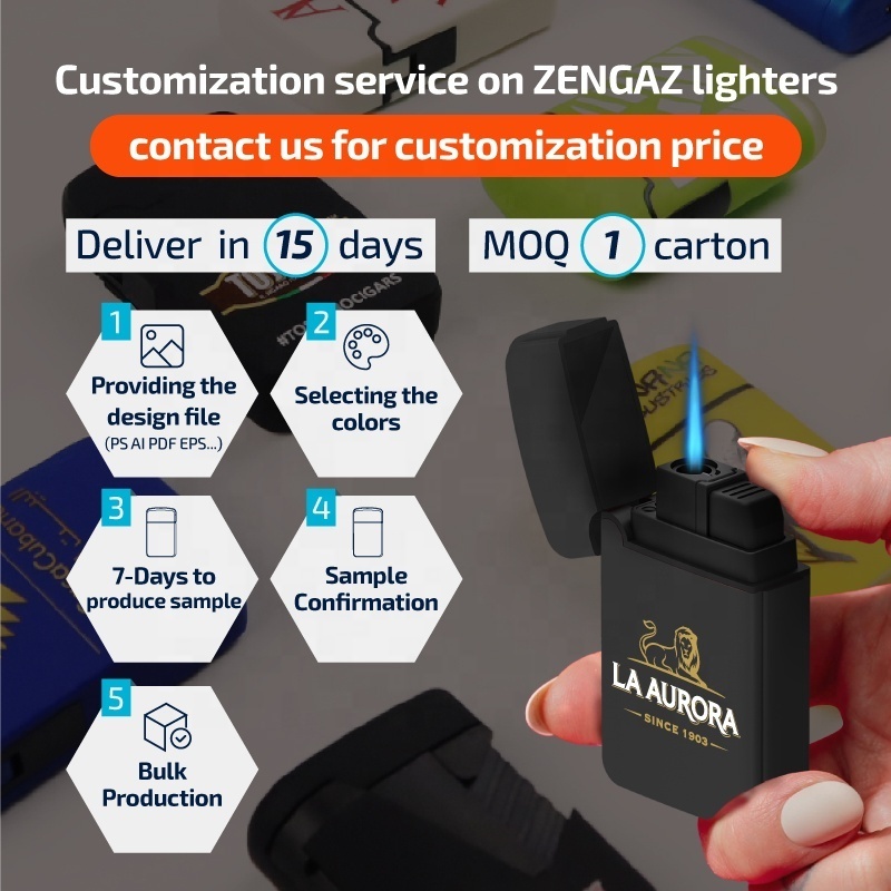 ZENGAZ ZL-8 Soft Rubberized Handle Refillable Gas Custom Design Logo Jet torch lighter