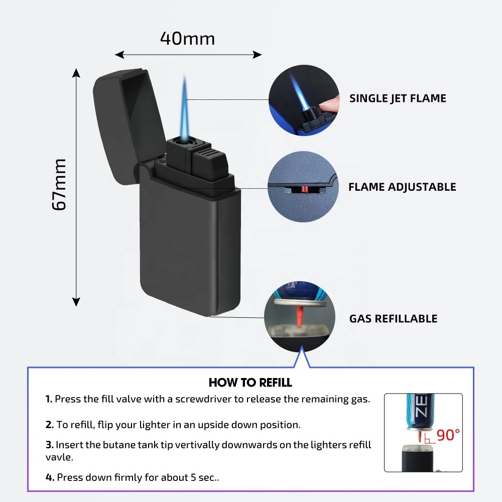 ZENGAZ POS Display Box Cool Design Blue Flame Refillable Butane Gas Jet Torch Other Lighters