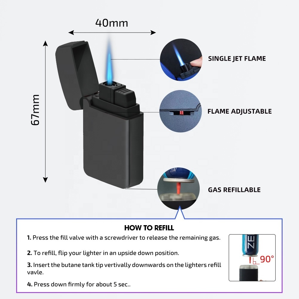 ZENGAZ CUBE Refillable Gas Display Box Shisha Cigar Torch Lighter