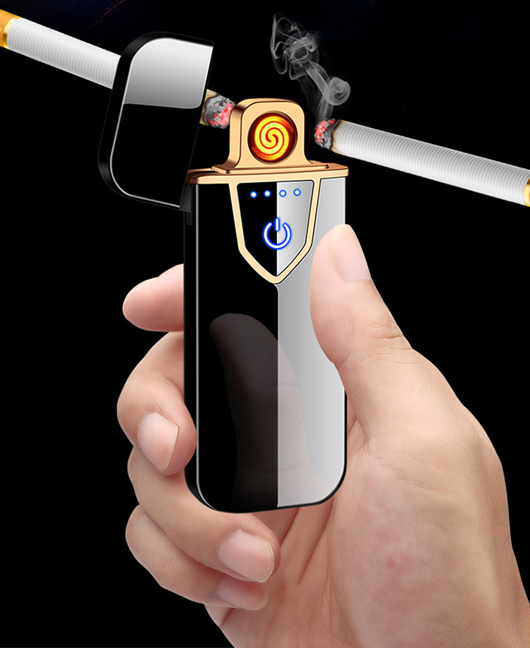 Touchscreen Rechargeable Electric Led Coil Flameless USB wholesale Lighter