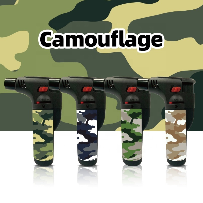 Camouflage Design Single Jet Flame Mini Pocket Refillable Gas herb Smoking Torch Candle Lighter Encendedor for Hookah