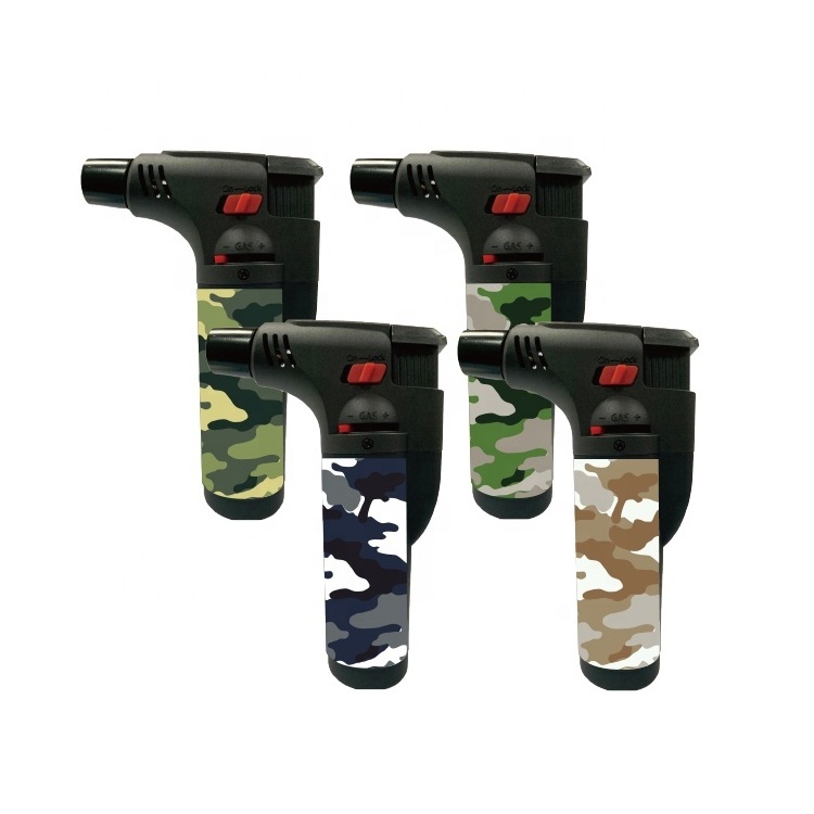 Camouflage Design Single Jet Flame Mini Pocket Refillable Gas herb Smoking Torch Candle Lighter Encendedor for Hookah