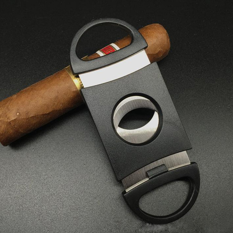 Custom logo print Cigar Accessories Plastic Double Blade Custom Logo Cigar v Cutter