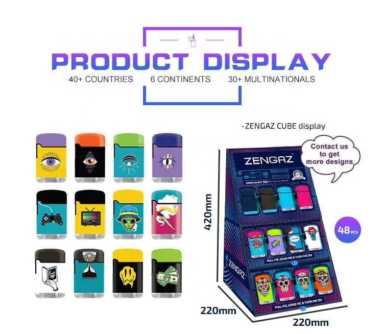 ZENGAZ CUBE Display Box with Cool Design Jet Flame Lighters for Cigar and Cigarette Smoking