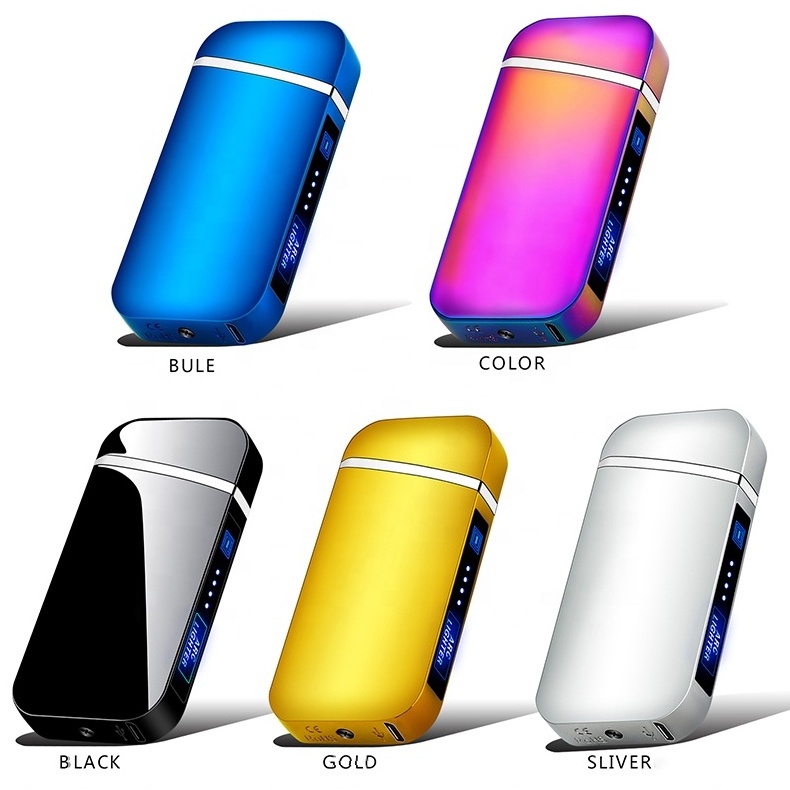 Fingerprint Touch Windproof Electric Double Arc Usb Rechargeable Smoking Gift Lighter