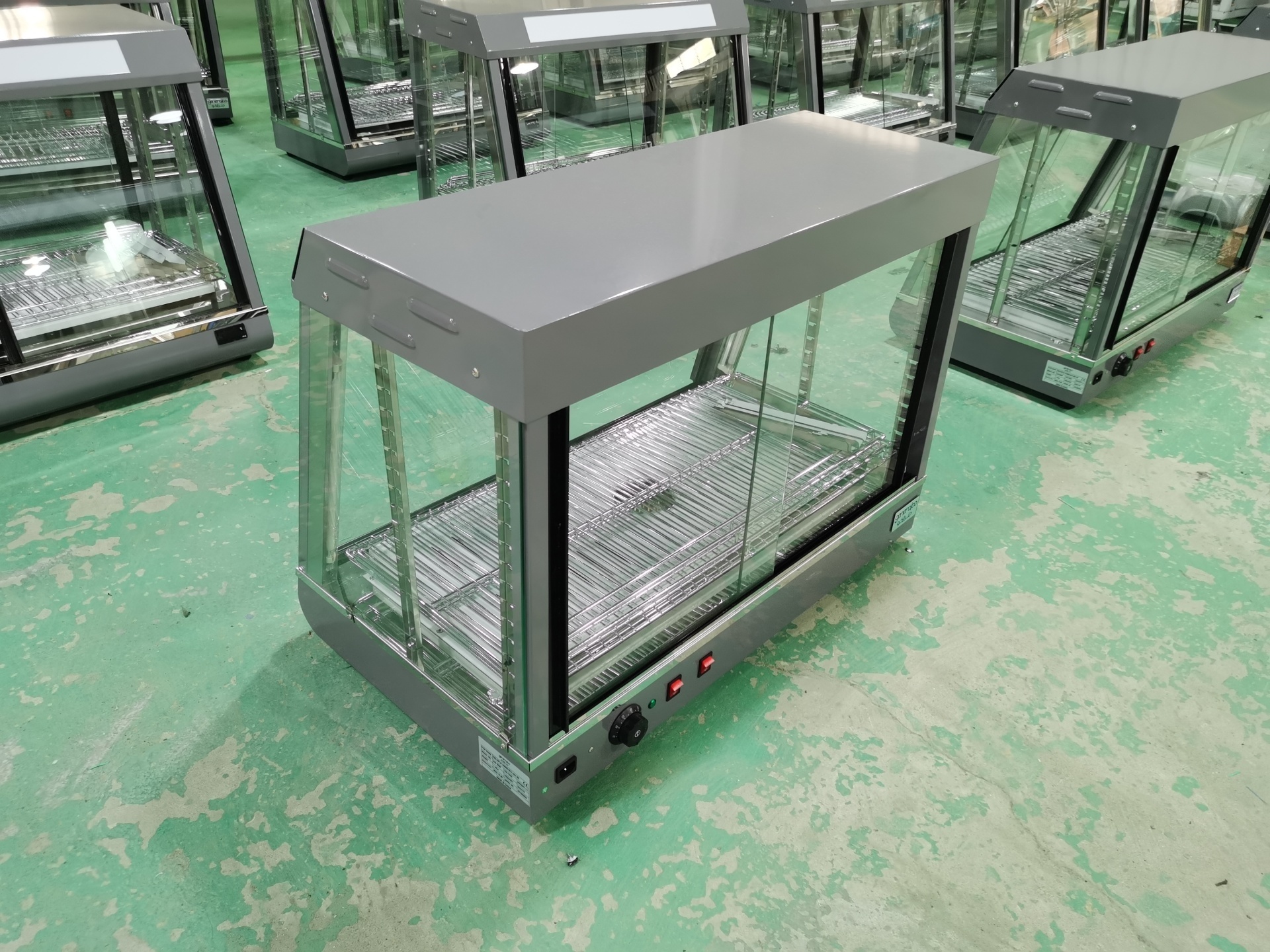 New Type Hot Food Display Counter Food Display Warmer Showcase With Door Slide Gate Design