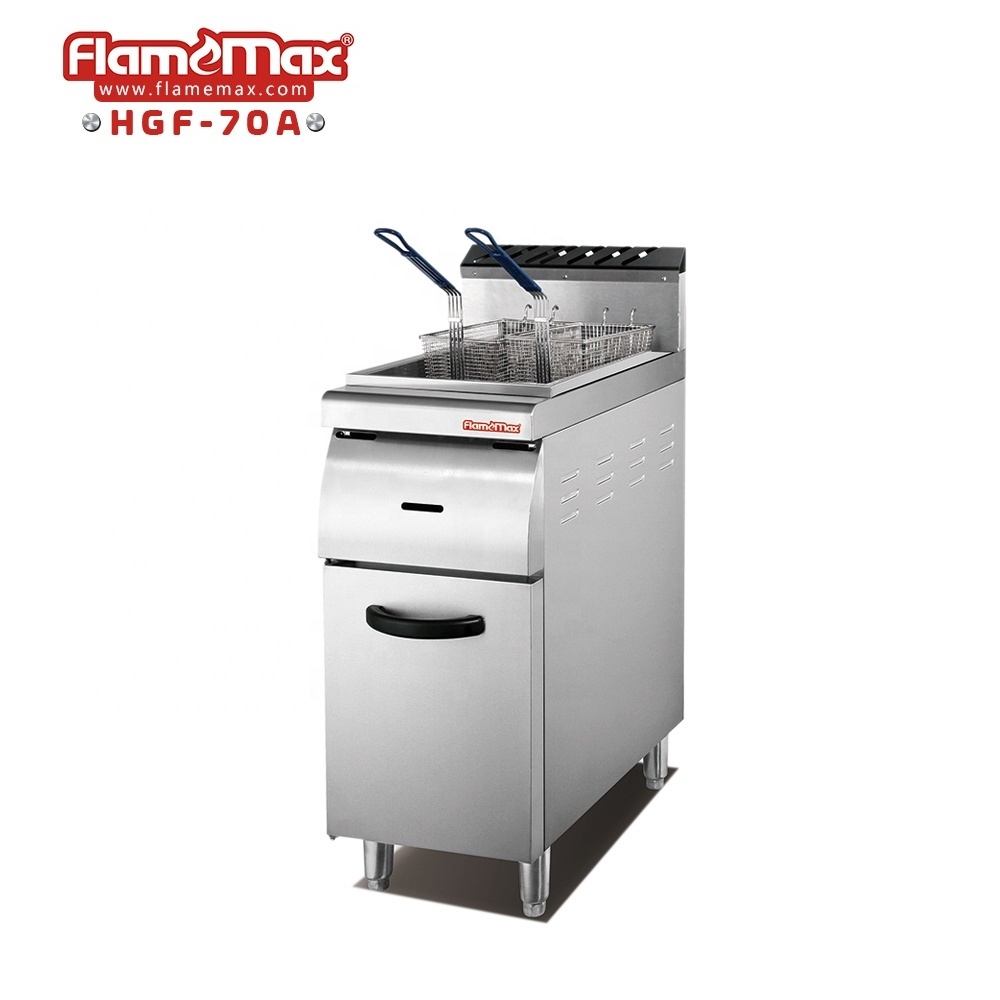 2 Tank 4 Basket Commercial Kitchen Cooking Machines Equipment lpg Gas Fryer With Cabinet