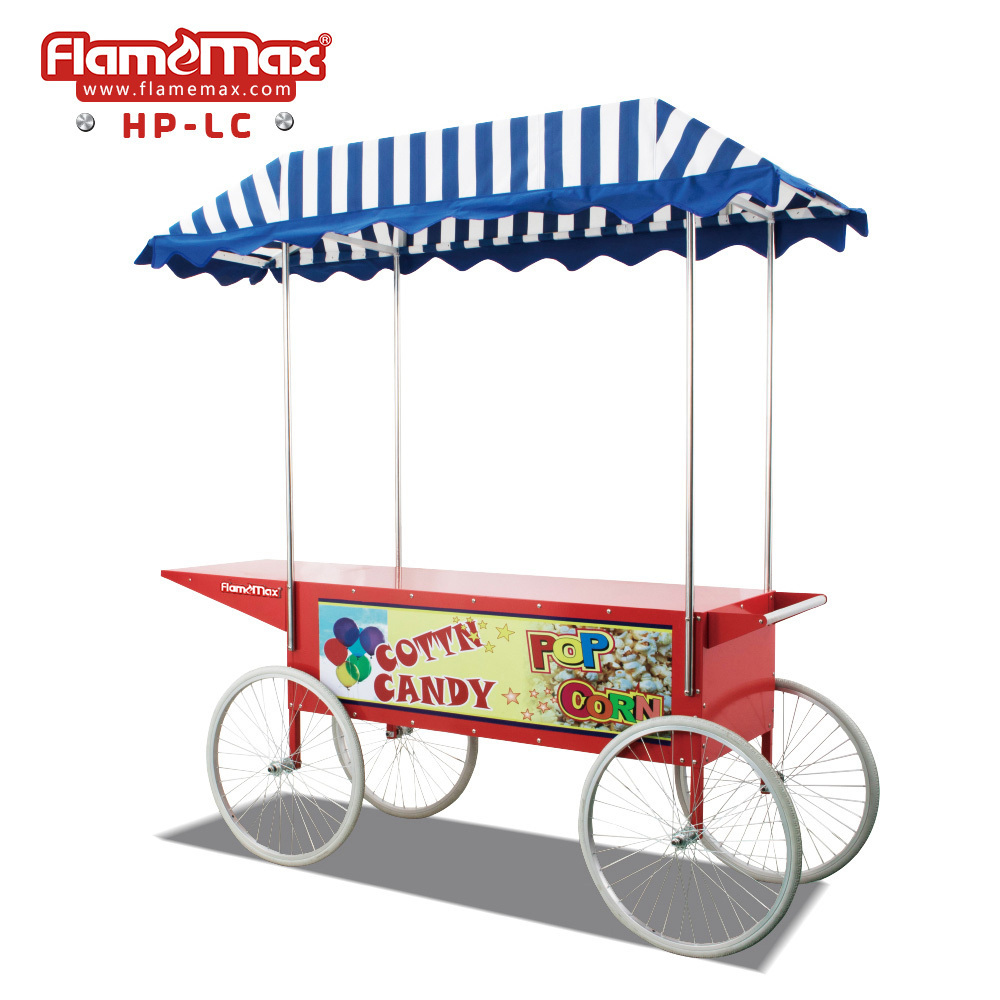 Mobile Stree Food Trolley Cotton Candy Floss Popcorn Maker Machine Cart for Snack Fast Food