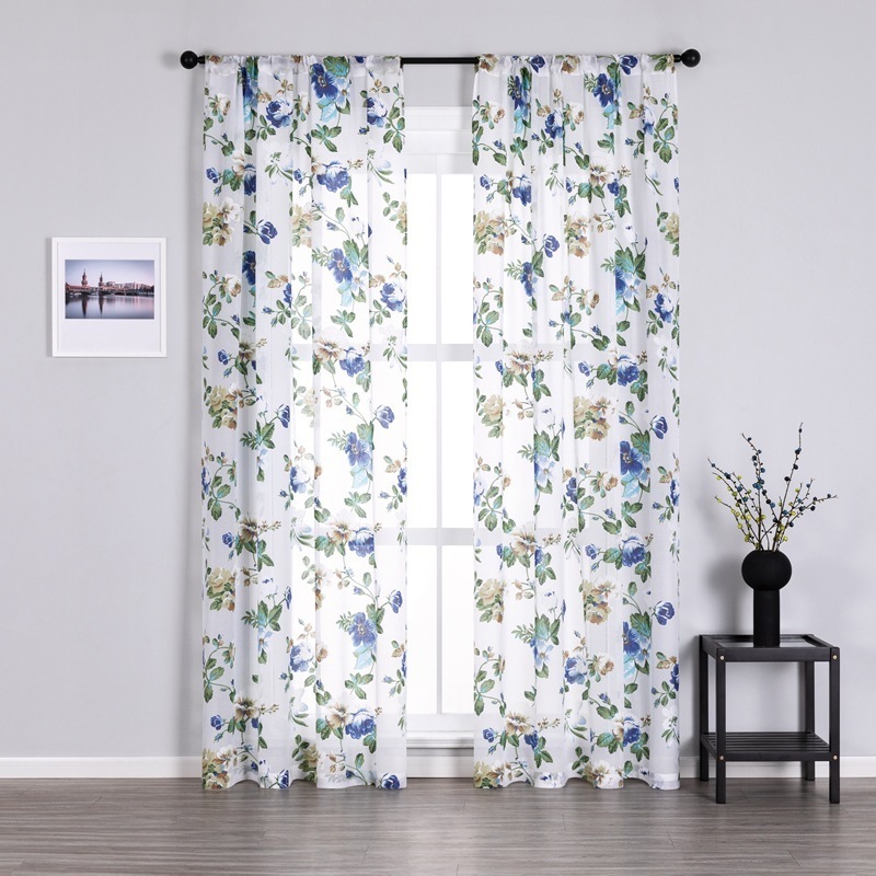 Hot sale Turkish 3D Printed sheer curtains floral window curtain designer living room curtain