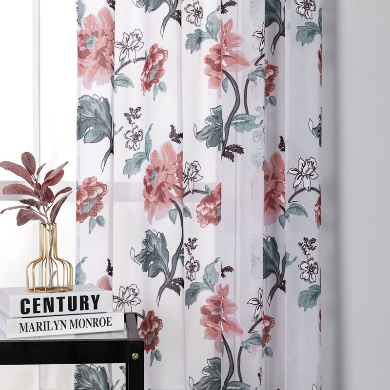 Hot sale Turkish 3D Printed sheer curtains floral window curtain designer living room curtain