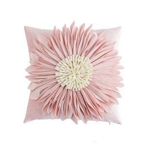 Wholesale 3D Flower Throw Pillow Cover Handmade Pillow Case Sunflower Decorative Cushion Pillowcase Round Pillow Filler