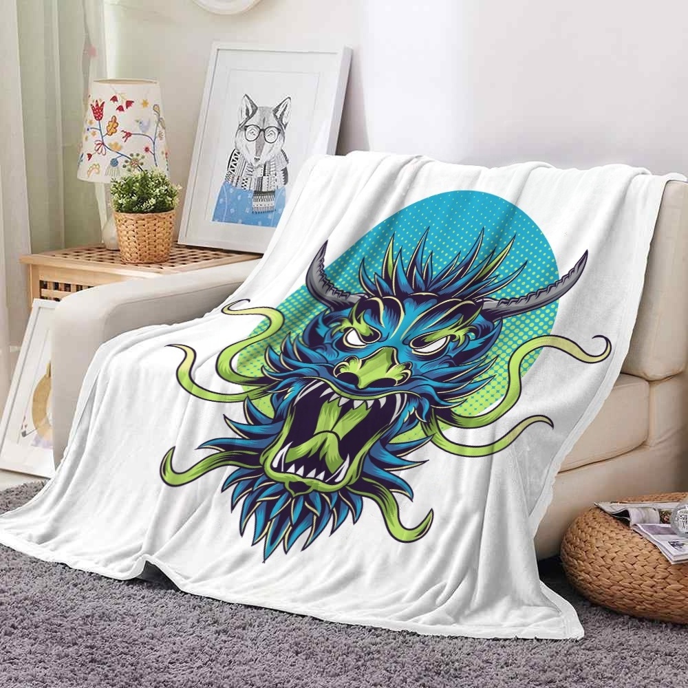 digitally printed blanket dragon print fleece blanket for kids