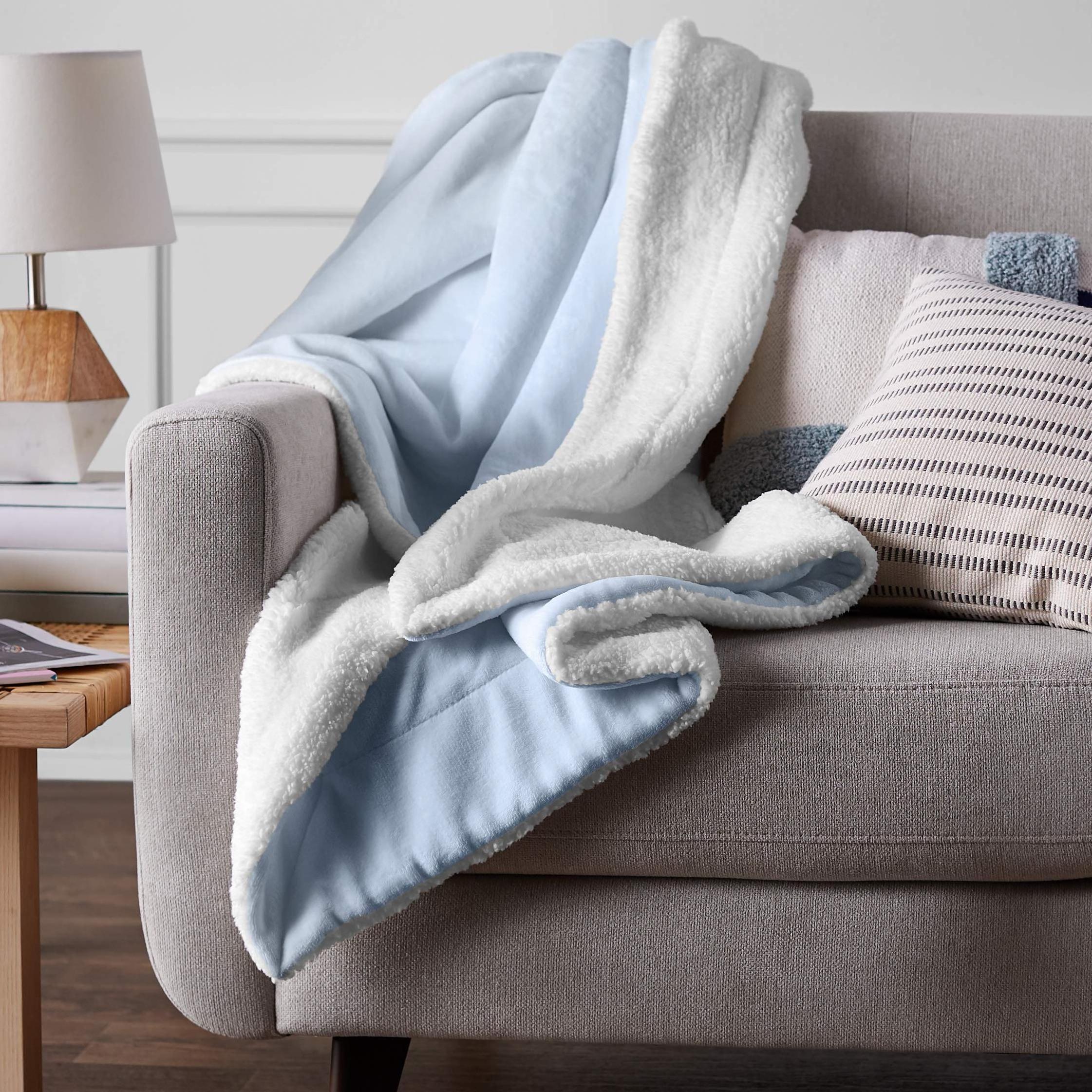 Basics Ultra-Soft Micro mink Sherpa Korean Blanket Throw