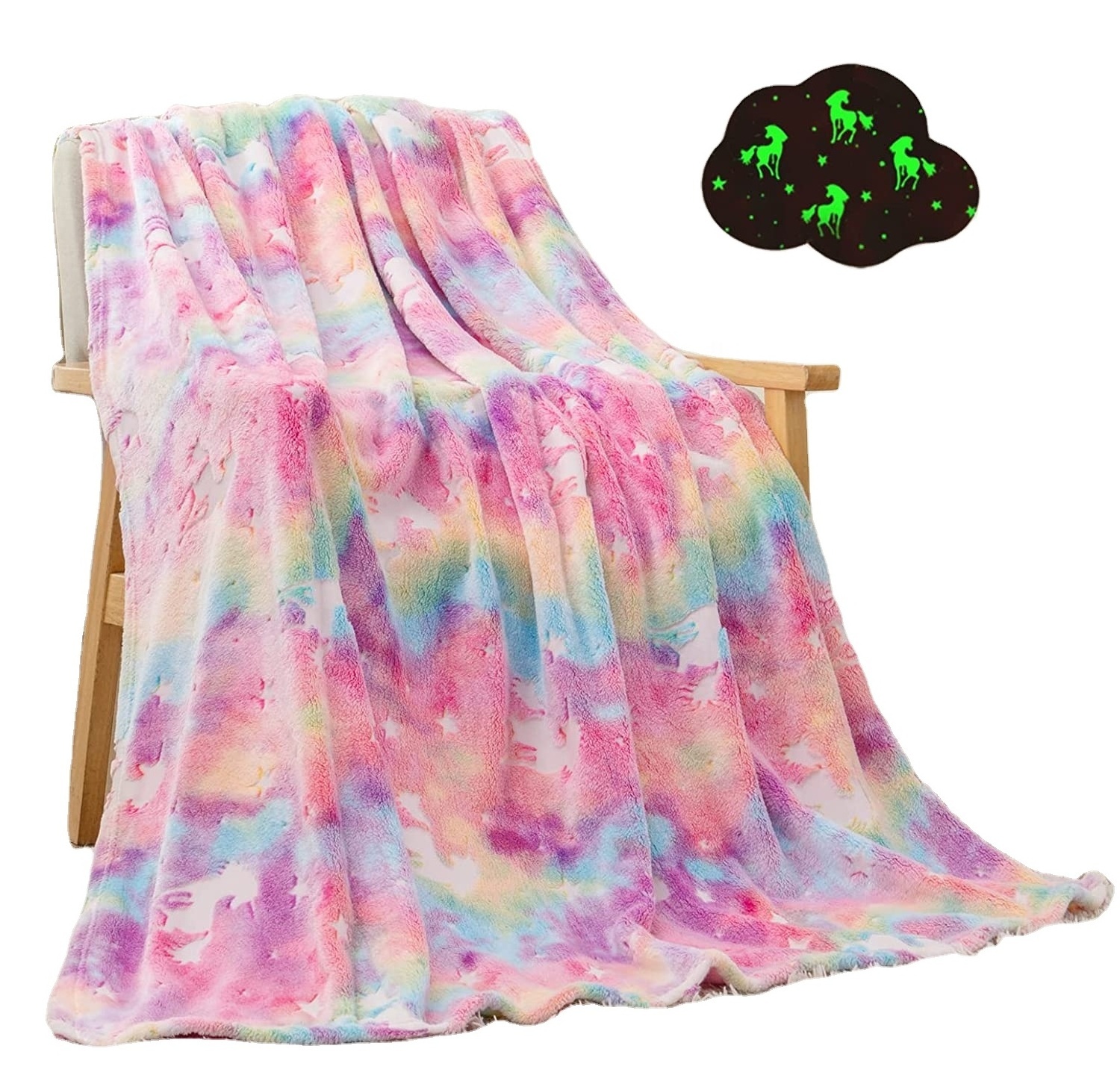 unicorn pattern magic  glow in the dark blanket stars luminous throw blanket dinosaur kids glow in the dark blanket