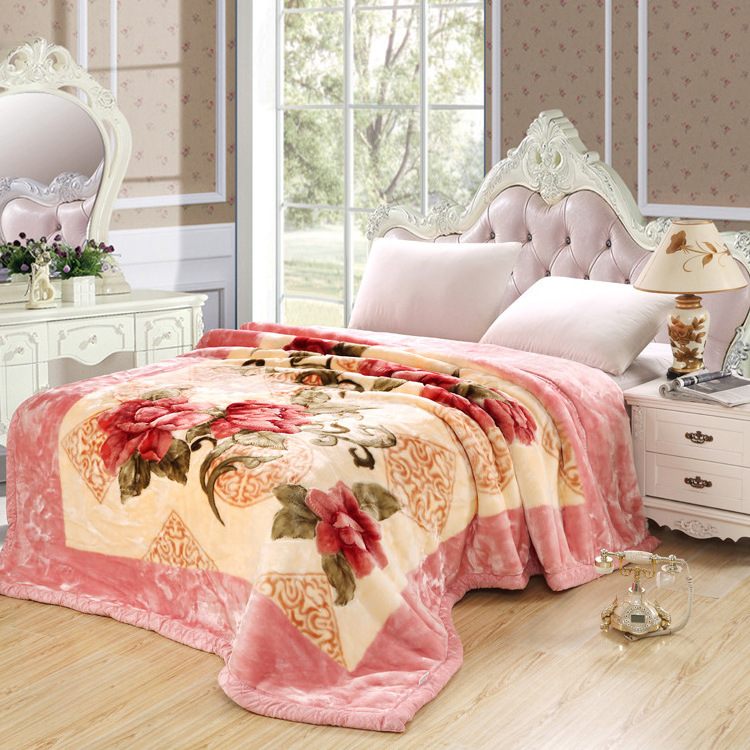 Wholesale Luxury Plush Raschel Mink Bed Blanket Rectangular Korean Style Super Soft Mink blanket