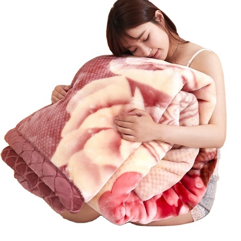 Wholesale Luxury Plush Raschel Mink Bed Blanket Rectangular Korean Style Super Soft Mink blanket