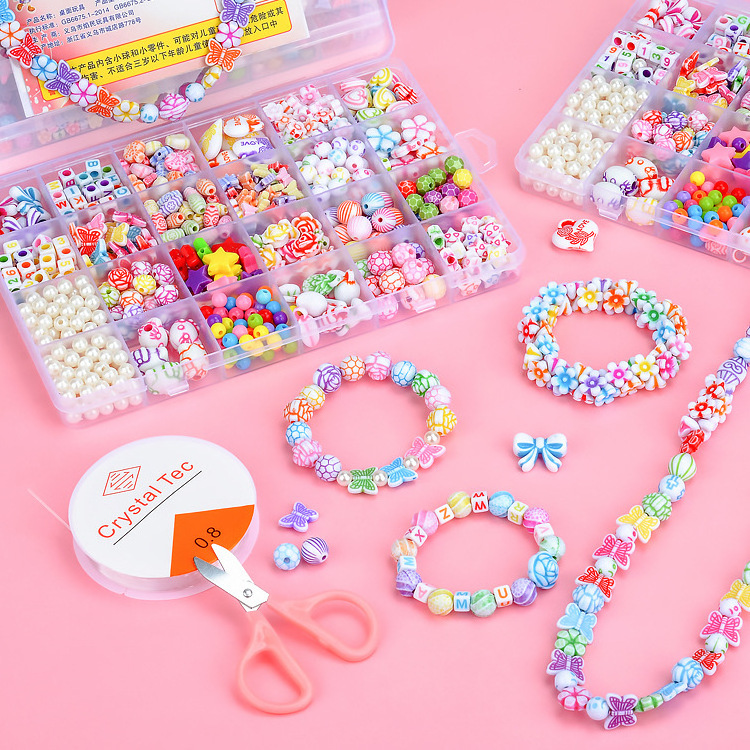 Diy Beads Kits 24 Grids Loose Acrylic Beads For Jewelry Making Set Multi-color Crystal Beads