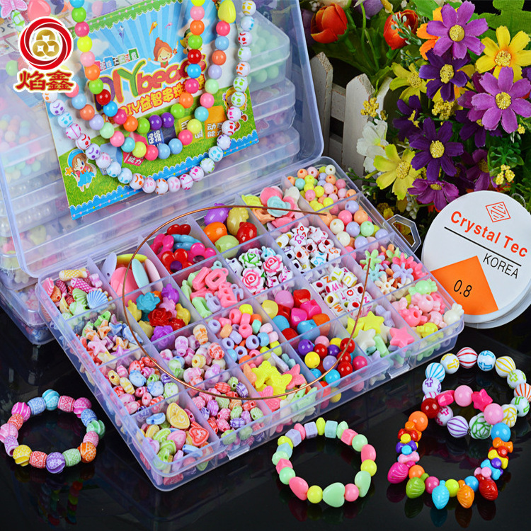 Diy Beads Kits 24 Grids Loose Acrylic Beads For Jewelry Making Set Multi-color Crystal Beads