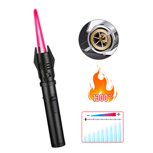 Red Flame Windproof Lighter LED Lights Cool Styling Butane Gas Cigarette Lighter