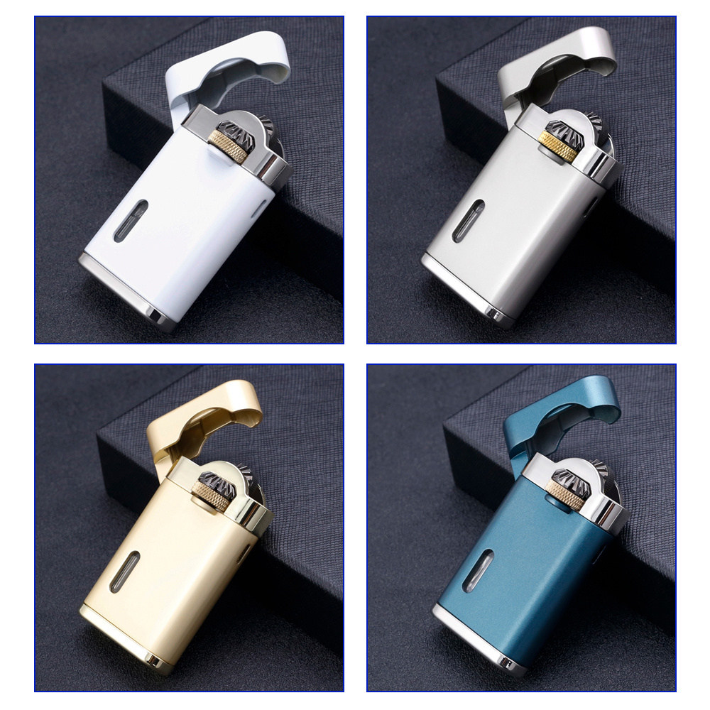 Custom Logo Small Torch Lighter Jet Butane Gas Blue Flame Flint Lighter Gas Butane Refillable For Cigar Cigarette Smoking