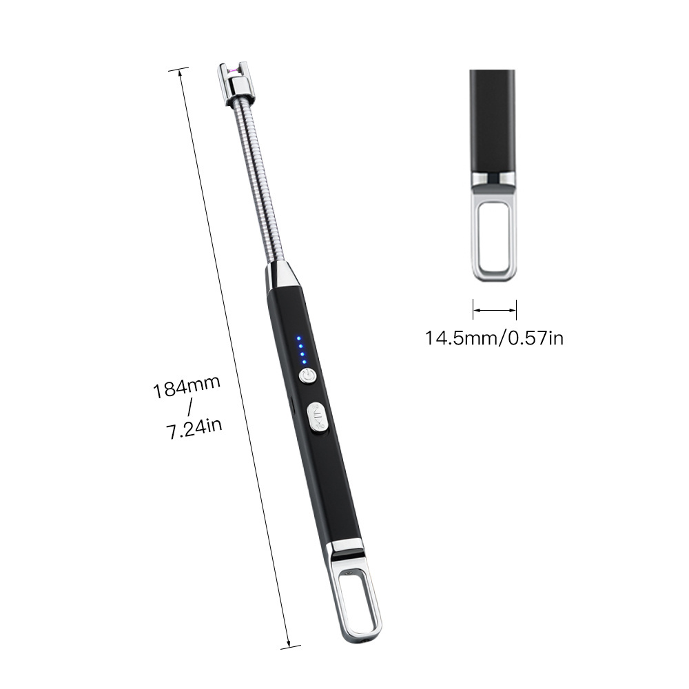 360 Degrees Long Candle Multi-purpose Pulse USB BBQ Arc Electronic Lighter with Metal Hook Customized Logo CLASSIC Party