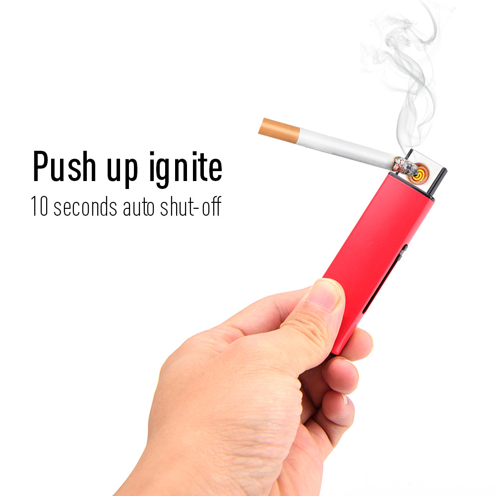 USB Lighter Environmental Lighter Windproof Push-pull Electronic Rechargeable Lighter Portable Thin Style Metal Cigarettes