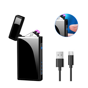 Wholesalers Fingerprint Touch Sensitive cross pulse dual Arc rechargeable electronic usb lighter