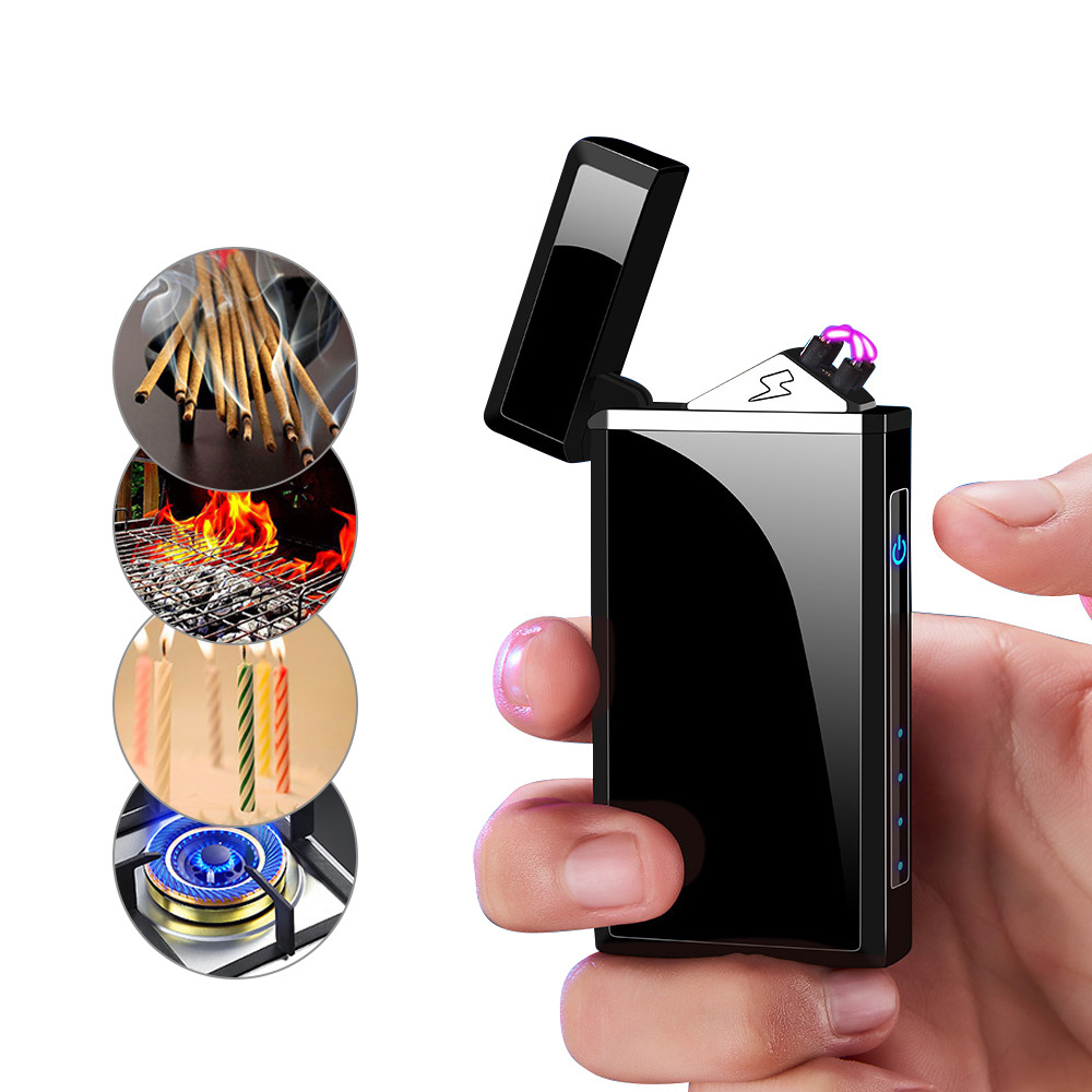 Wholesalers Fingerprint Touch Sensitive cross pulse dual Arc rechargeable electronic usb lighter