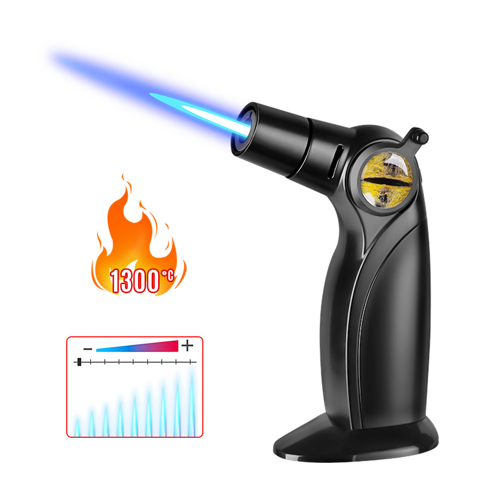 Custom logo novelty double flame super fire wind proof metal butane torch lighter