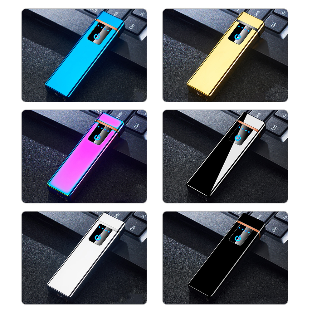 Hot Electronic Lighter Usb Rechargeable Flameless Electric Windproof Dual Arc Lighter for Camping Metal USB Charger Modern Flint