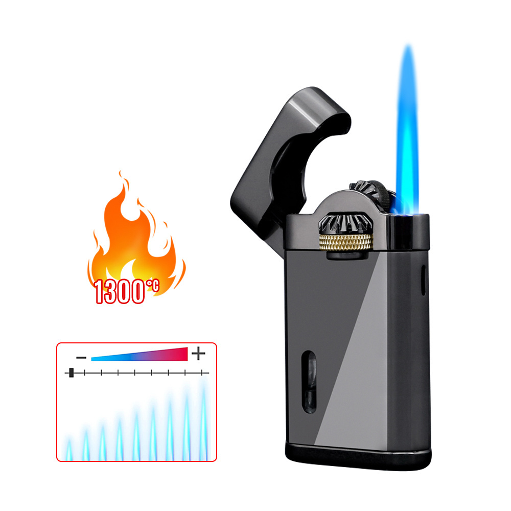 Custom Logo Small Torch Lighter Jet Butane Gas Blue Flame Flint Lighter Gas Butane Refillable For Cigar Cigarette Smoking