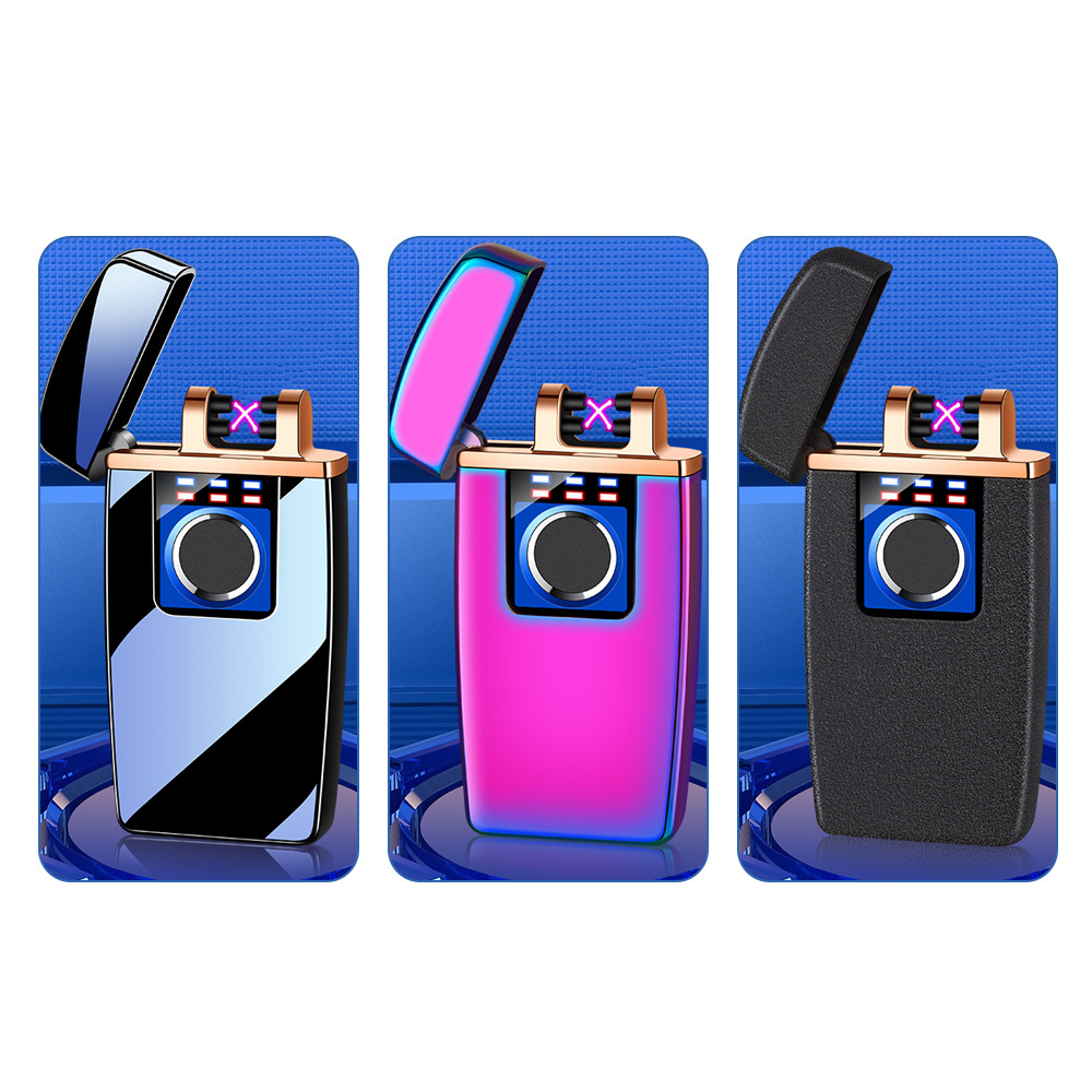 Fingerprint electronic lighter usb charging Dual arc lighter windproof rechargeable Touch Cigarette lighter