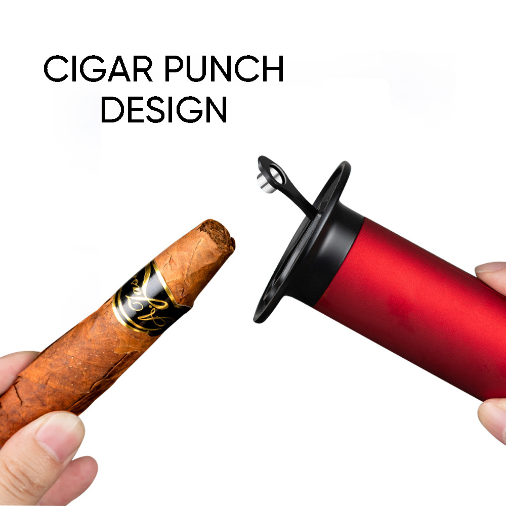 Manufacture 7 style cigar torch with punch Flame Butane Gas Refillable Jet Lighter with safety lock