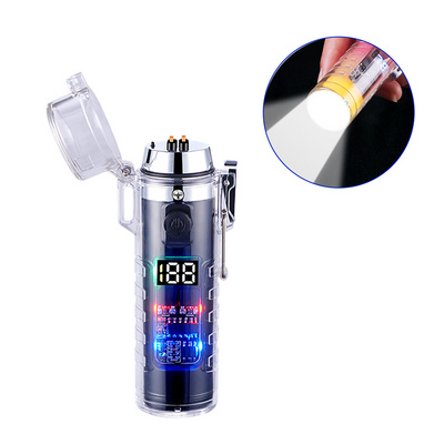 Transparent Shell Flameless Rechargeable Double Arc Lighter Windproof Waterproof Lighter USB Electronic Charging Plasma Lighter