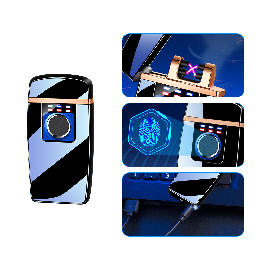 Fingerprint electronic lighter usb charging Dual arc lighter windproof rechargeable Touch Cigarette lighter