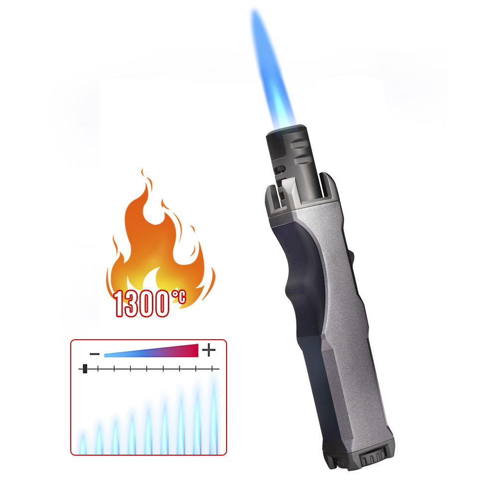 Wholesale custom logo Turbo Jet blue Flame Butane Gas Refillable Torch Lighter for Kitchen with strong flame