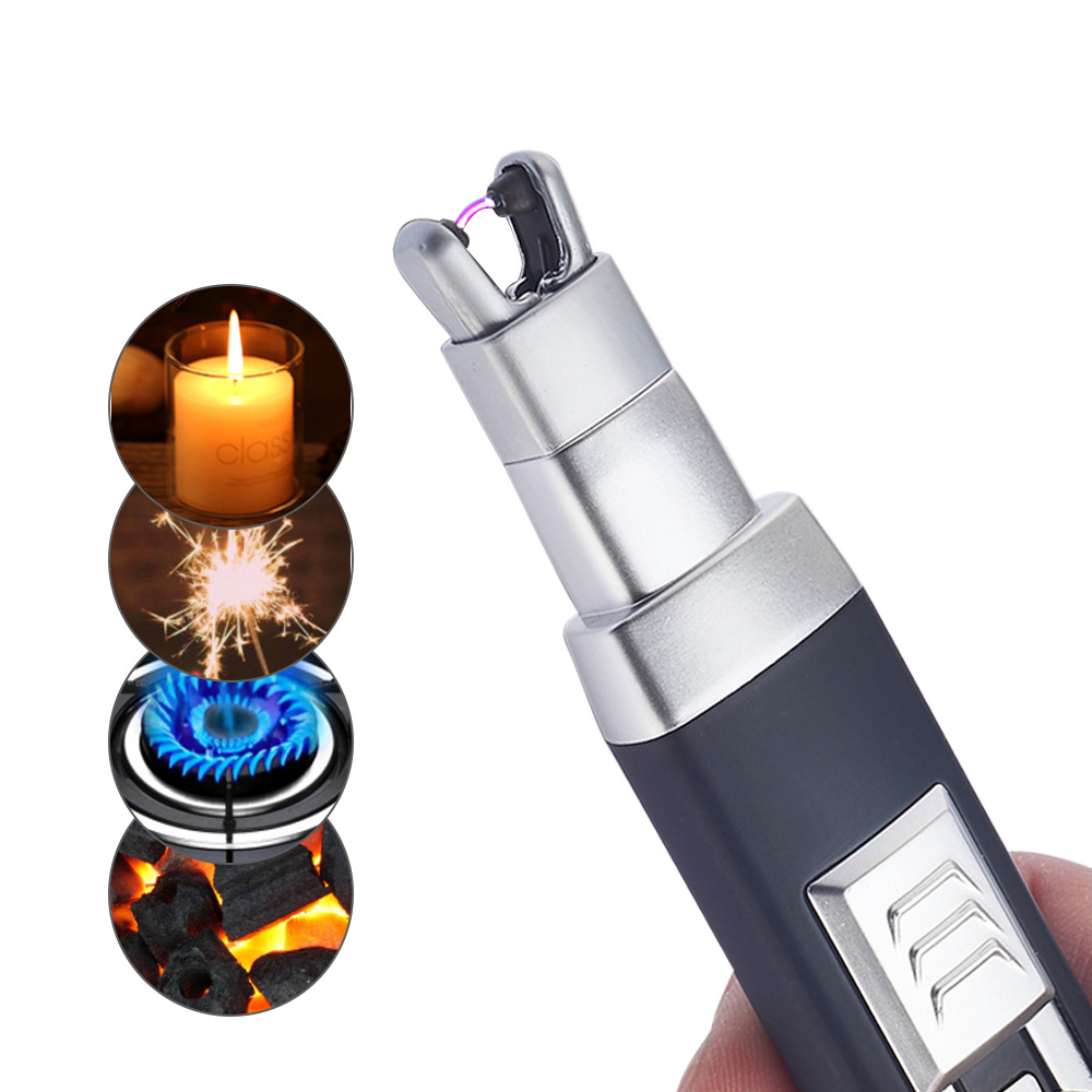 Custom Logo Windproof Double Safety Coil Mini Arc Lighter Flameless Electric Lighter Usb Rechargeable Electronic Zinc Alloy