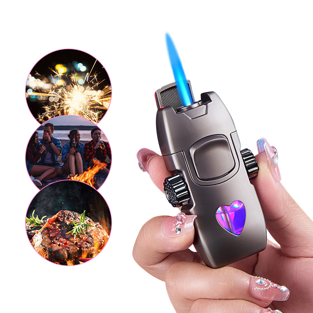 Durable using windproof refillable Butane custom logo Blue Flame Jet torch gyroscope lighters