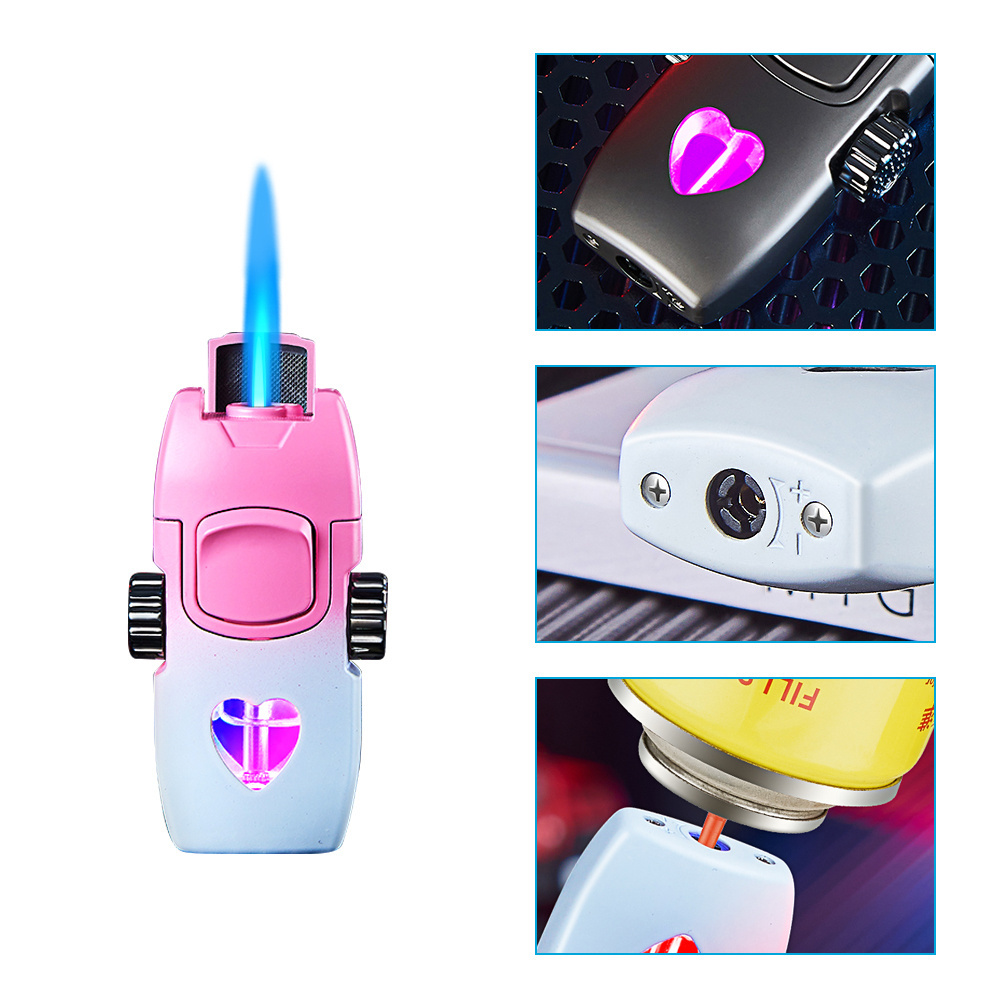 Durable using windproof refillable Butane custom logo Blue Flame Jet torch gyroscope lighters