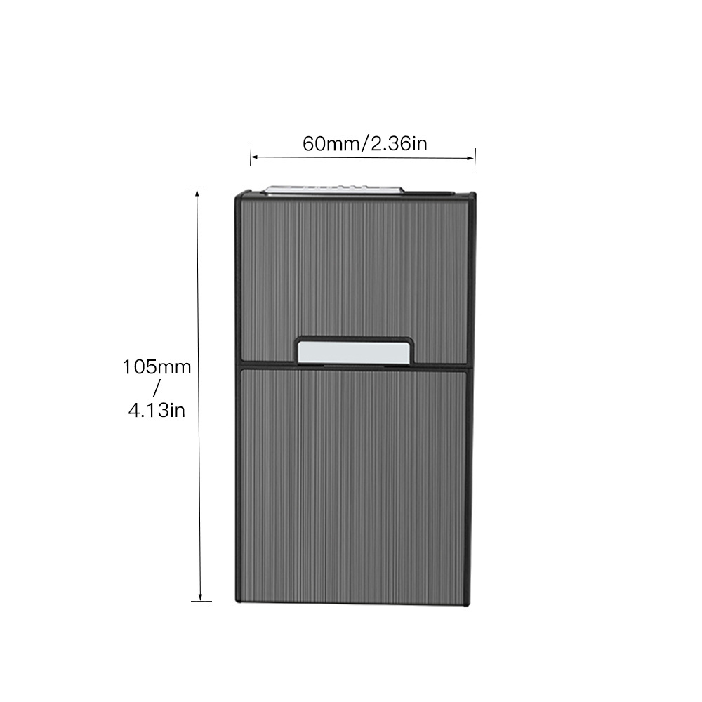 Custom USB 20 Capacity aluminium cigarette box Magnetic Switch Flip Closure Brushed Metal Cigarette Case