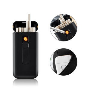 Flameless USB Rechargeable 20 pcs Cigarette Box Windproof Cigarette Case With USB Lighter smoking accessories