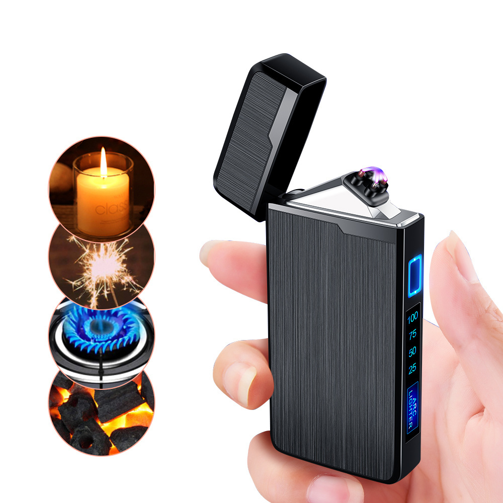 Wholesale Custom Picture Windproof Rechargeable Dual Arc Lighting Electronic Lighter with display